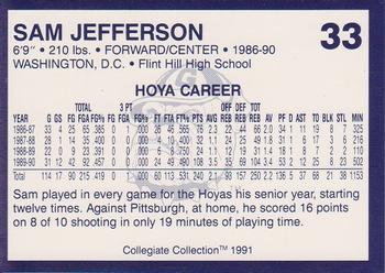 1991 Collegiate Collection Georgetown Hoyas #33 Sam Jefferson Back