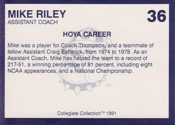 1991 Collegiate Collection Georgetown Hoyas #36 Mike Riley Back