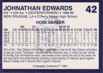 1991 Collegiate Collection Georgetown Hoyas #42 Johnathan Edwards Back