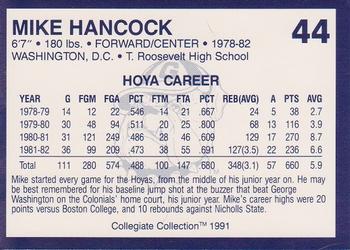 1991 Collegiate Collection Georgetown Hoyas #44 Mike Hancock Back