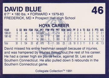 1991 Collegiate Collection Georgetown Hoyas #46 David Blue Back