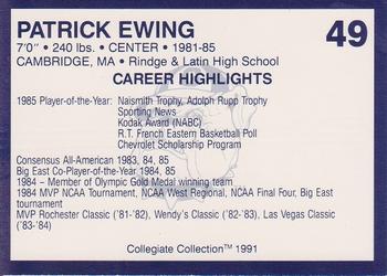 1991 Collegiate Collection Georgetown Hoyas #49 Patrick Ewing Back