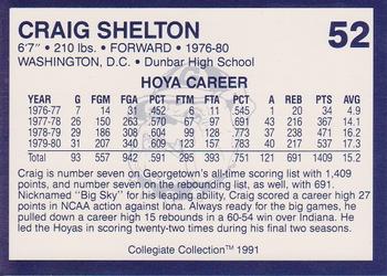 1991 Collegiate Collection Georgetown Hoyas #52 Craig Shelton Back