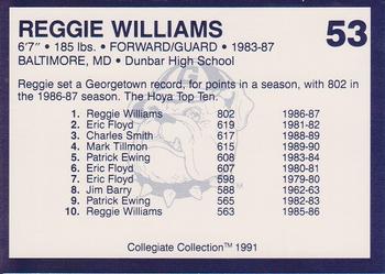 1991 Collegiate Collection Georgetown Hoyas #53 Reggie Williams Back