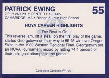 1991 Collegiate Collection Georgetown Hoyas #55 Patrick Ewing Back