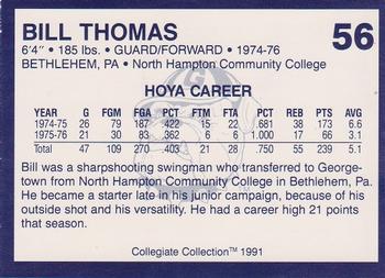 1991 Collegiate Collection Georgetown Hoyas #56 Bill Thomas Back