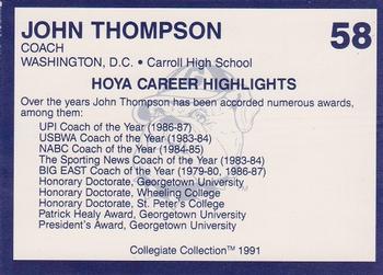 1991 Collegiate Collection Georgetown Hoyas #58 John Thompson Back