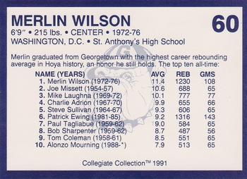 1991 Collegiate Collection Georgetown Hoyas #60 Merlin Wilson Back