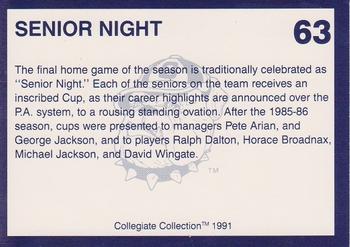 1991 Collegiate Collection Georgetown Hoyas #63 Senior Night Back