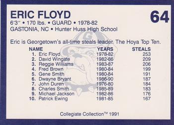 1991 Collegiate Collection Georgetown Hoyas #64 Eric Floyd Back