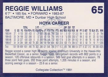 1991 Collegiate Collection Georgetown Hoyas #65 Reggie Williams Back