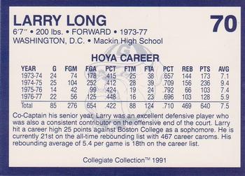 1991 Collegiate Collection Georgetown Hoyas #70 Larry Long Back