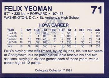 1991 Collegiate Collection Georgetown Hoyas #71 Felix Yeoman Back