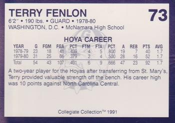 1991 Collegiate Collection Georgetown Hoyas #73 Terry Fenlon Back