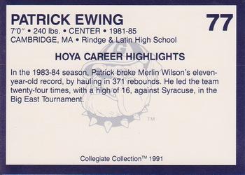 1991 Collegiate Collection Georgetown Hoyas #77 Patrick Ewing Back
