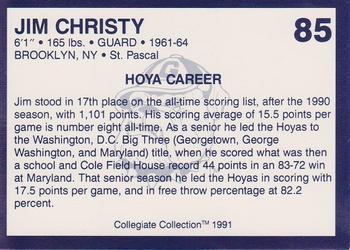 1991 Collegiate Collection Georgetown Hoyas #85 Jim Christy Back