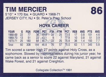 1991 Collegiate Collection Georgetown Hoyas #86 Tim Mercier Back
