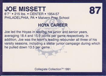1991 Collegiate Collection Georgetown Hoyas #87 Joe Missett Back