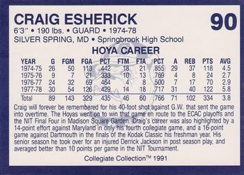 1991 Collegiate Collection Georgetown Hoyas #90 Craig Esherick Back