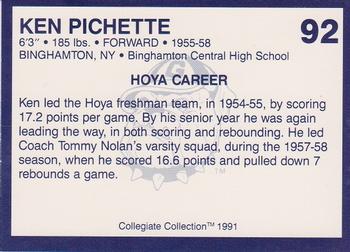 1991 Collegiate Collection Georgetown Hoyas #92 Ken Pichette Back