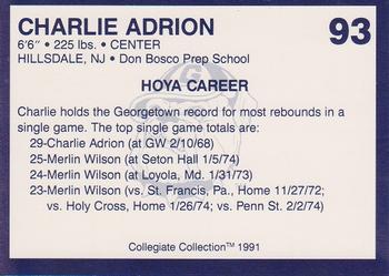 1991 Collegiate Collection Georgetown Hoyas #93 Charlie Adrion Back