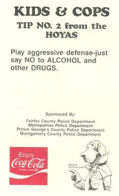 1988-89 Georgetown Hoyas Police #2 John Thompson Back
