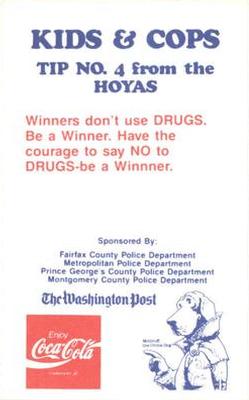 1989-90 Georgetown Hoyas Police #4 Dwayne Bryant Back