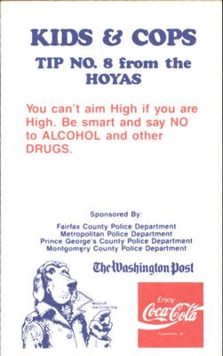 1989-90 Georgetown Hoyas Police #8 Kayode Vann Back