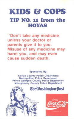1989-90 Georgetown Hoyas Police #11 Alonzo Mourning Back