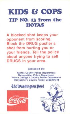 1989-90 Georgetown Hoyas Police #13 Michael Tate Back