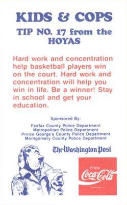 1989-90 Georgetown Hoyas Police #17 Jack the Bulldog / McGruff the Crime Dog Back