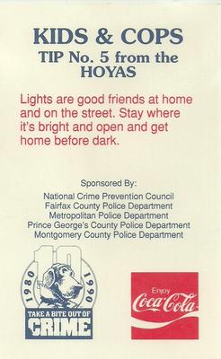 1991-92 Georgetown Hoyas Police #5 Alonzo Mourning Back