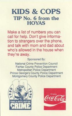 1991-92 Georgetown Hoyas Police #6 Ronny Thompson Back
