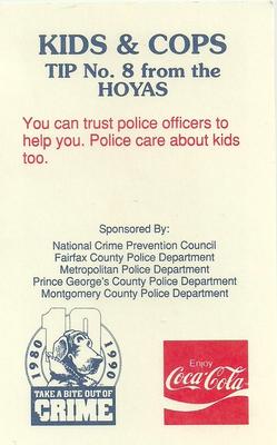 1991-92 Georgetown Hoyas Police #8 Pascal Fleury Back