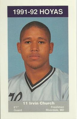 1991-92 Georgetown Hoyas Police #15 Irvin Church Front
