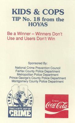 1991-92 Georgetown Hoyas Police #18 John Thompson Back