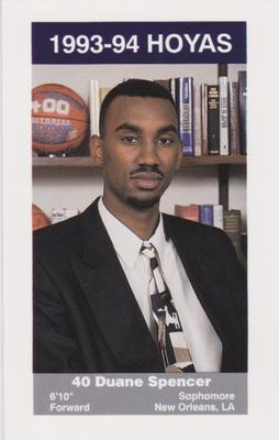 1993-94 Georgetown Hoyas #13 Duane Spencer Front
