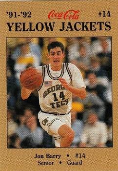 1991-92 Georgia Tech Yellow Jackets #4 Jon Barry Front