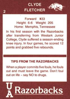 1989-90 Arkansas Razorbacks #2 Clyde Fletcher Back