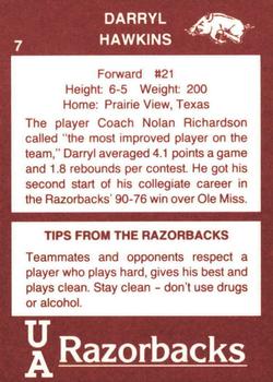 1989-90 Arkansas Razorbacks #7 Darrell Hawkins Back