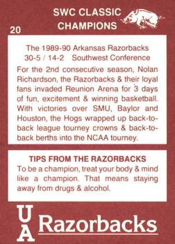 1989-90 Arkansas Razorbacks #20 SWC Classic Champs Back