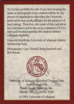 1993-94 Arkansas Razorbacks #18 Title Card Back