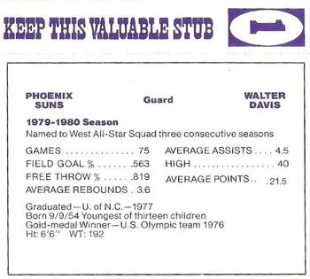 1980-81 Pepsi Phoenix Suns #1 Walter Davis Back
