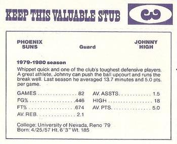 1980-81 Pepsi Phoenix Suns #3 Johnny High Back