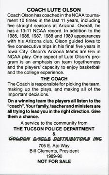 1990-91 Arizona Wildcats Police #NNO Lute Olson Back