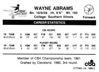 1981-82 TCMA CBA #2 Wayne Abrams Back
