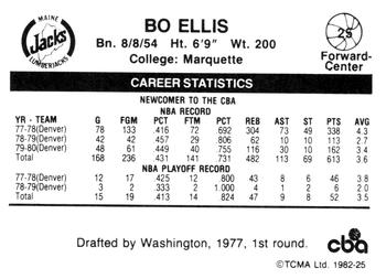 1981-82 TCMA CBA #25 Bo Ellis Back