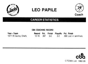 1981-82 TCMA CBA #28 Leo Paplie Back