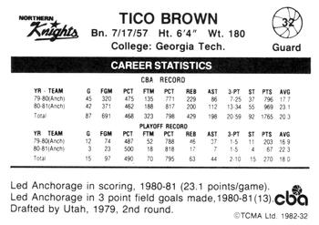 1981-82 TCMA CBA #32 Tico Brown Back