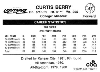 1981-82 TCMA CBA #41 Curtis Berry Back